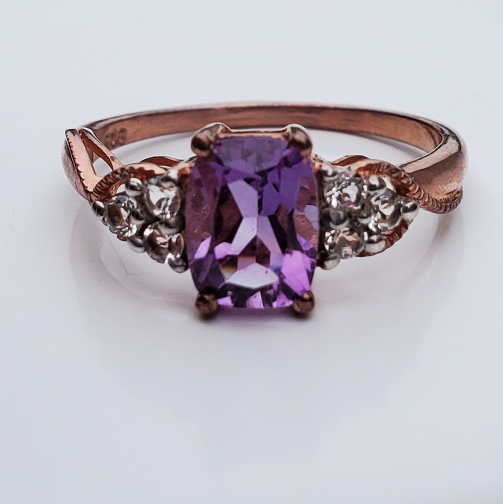Amethyst,  White Topaz  Ring